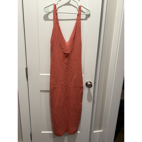 Free People Beach Daniela Midi Dress Womens Small Faded Coral Ribbed Knit Box C - Picture 2 of 4